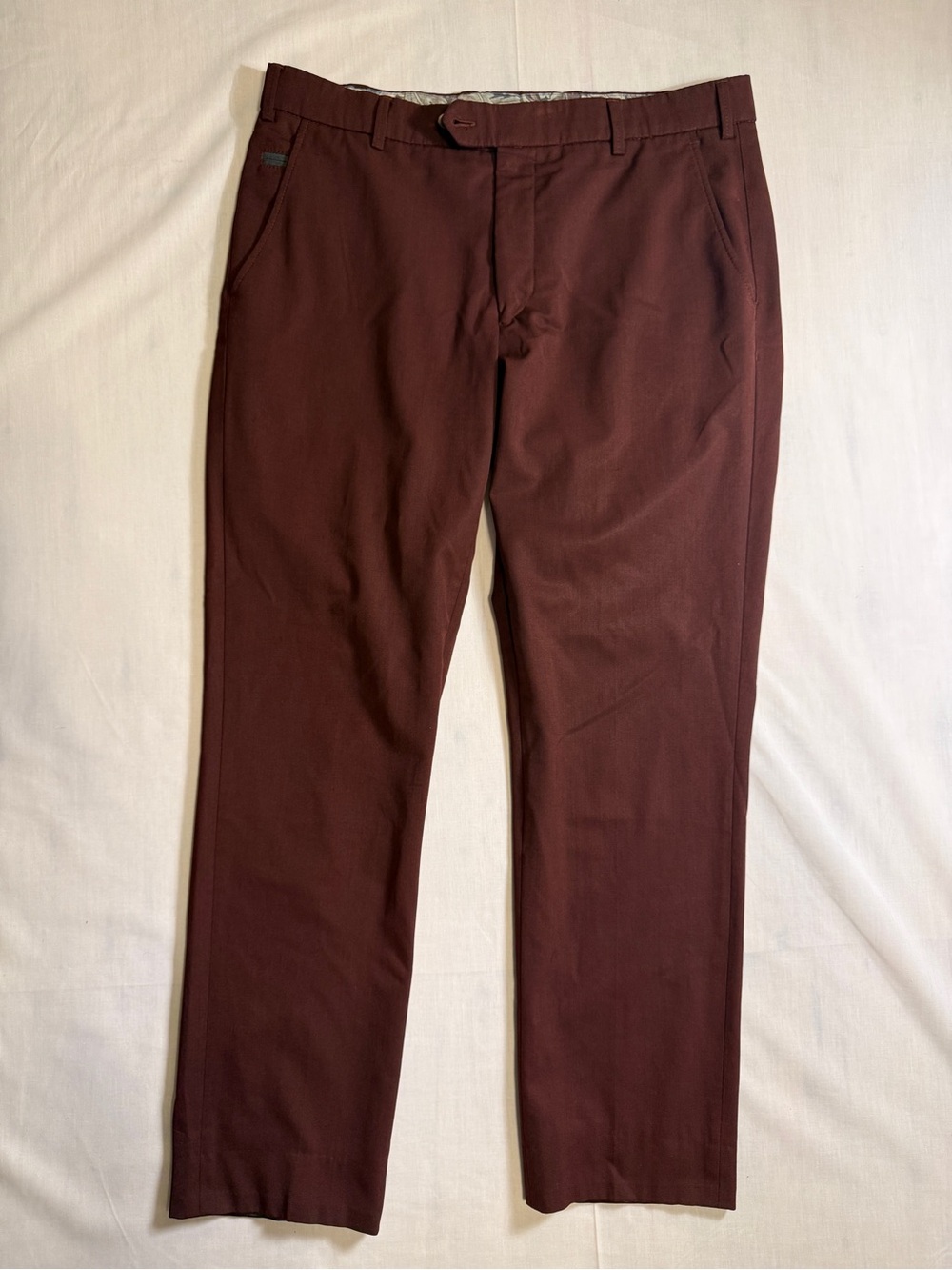 Meyer Hosen Bonn Wool Blend Trousers Pants Mens 36x34 Burgundy Made in Europe